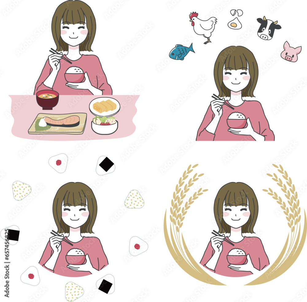 綺麗にご飯を食べるイラスト: ご飯 イラスト かわいい : かわいいご飯のフリーイラスト素材集|IllustCute – AYHM