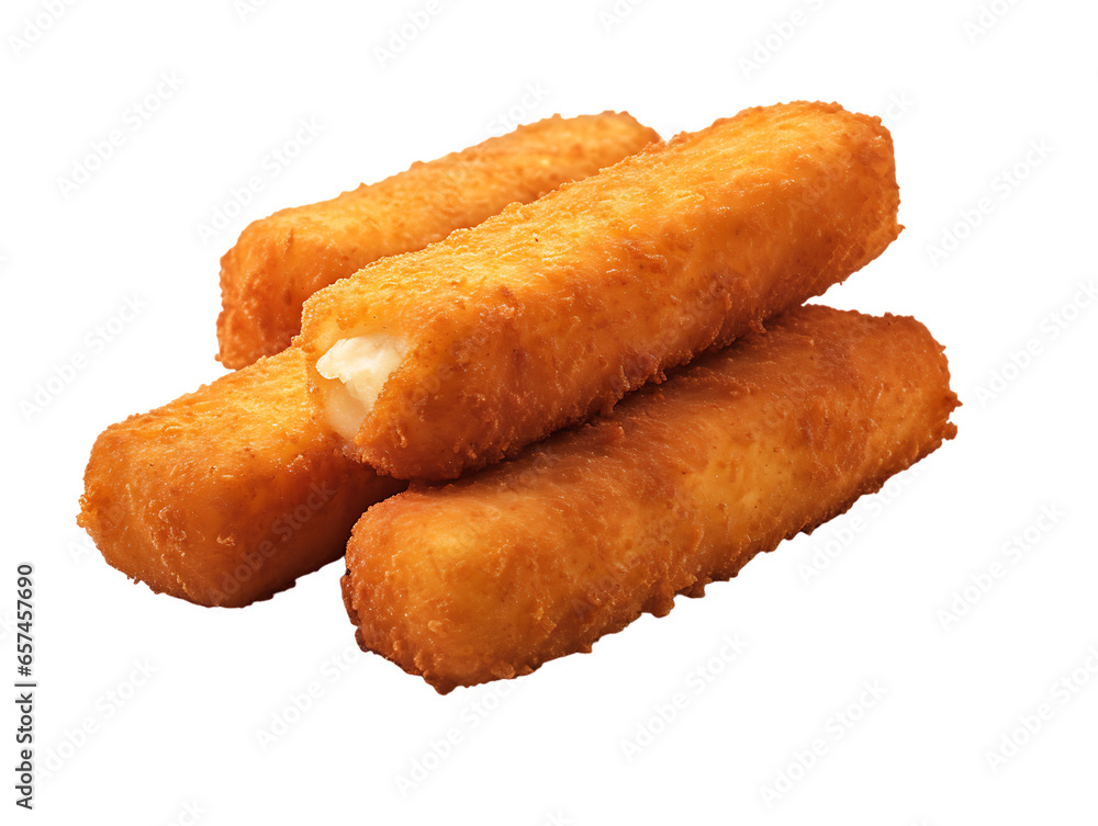 Fried Mozzarella Sticks Isolated on White Fried Mozzarella Sticks Isolated on White