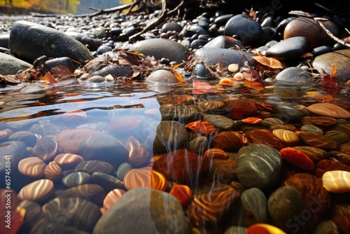 Fotografia, Obraz wet pebbles in a clear running stream