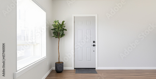 room with a door, Real estate photography of an empty hallway 