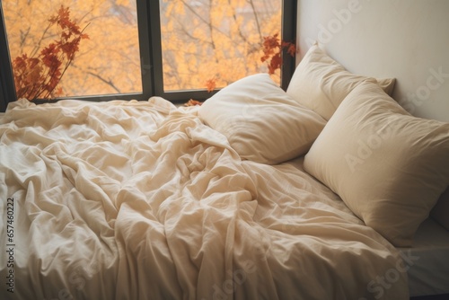 bed with untouched pillows and unruffled sheets