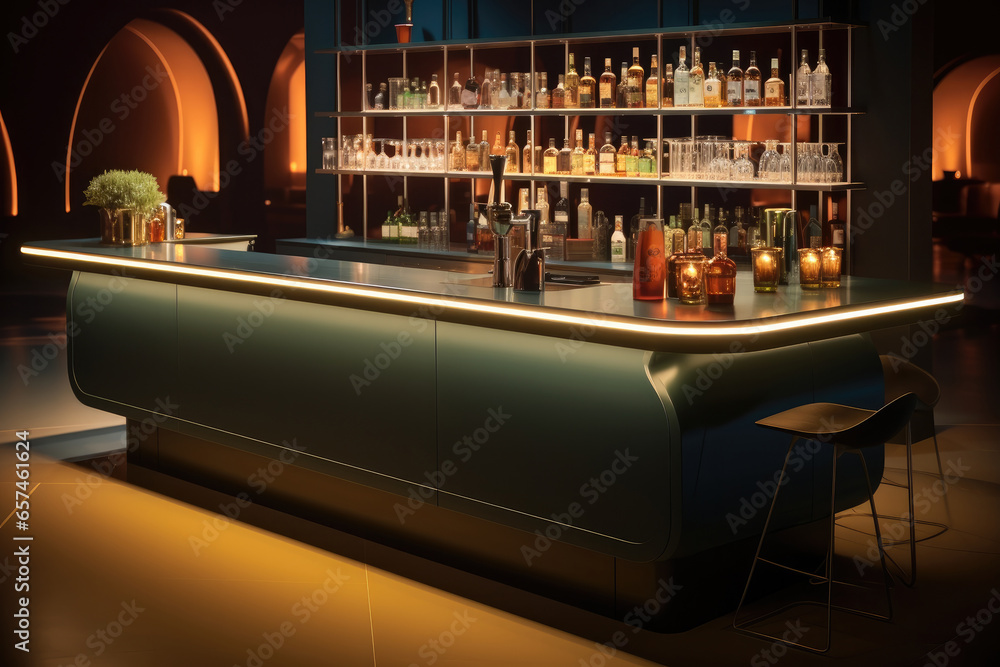 Modern empty night bar at night.