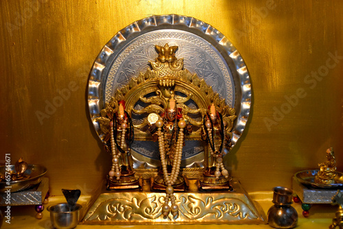 Golden Goddess Statue. Maharashtra culture. Hinduism religion. photo