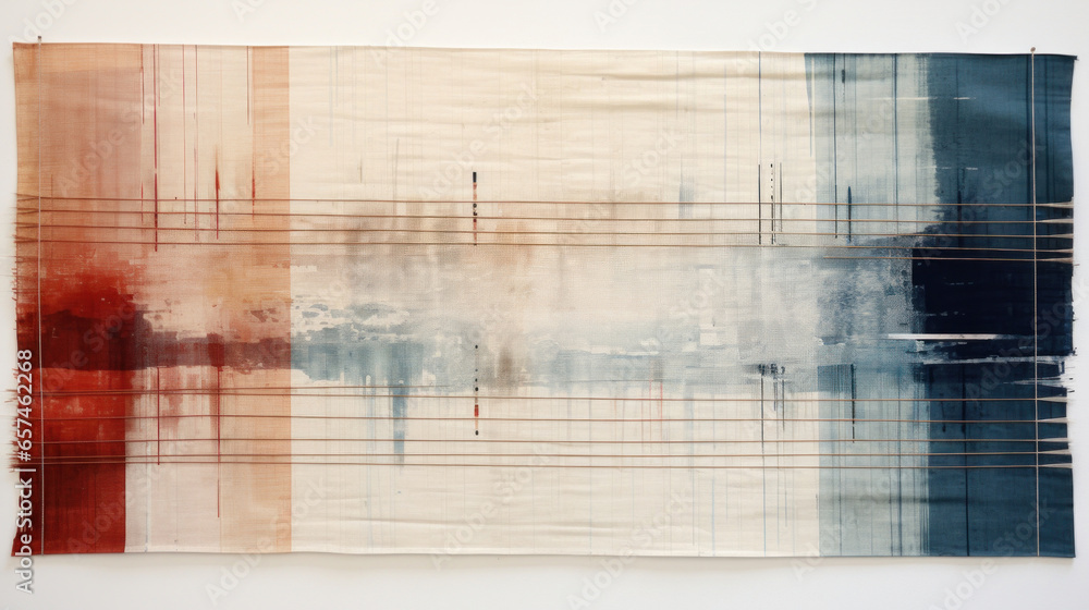 Fototapeta premium Abstract grunge background with burgundy, beige and blue stripes