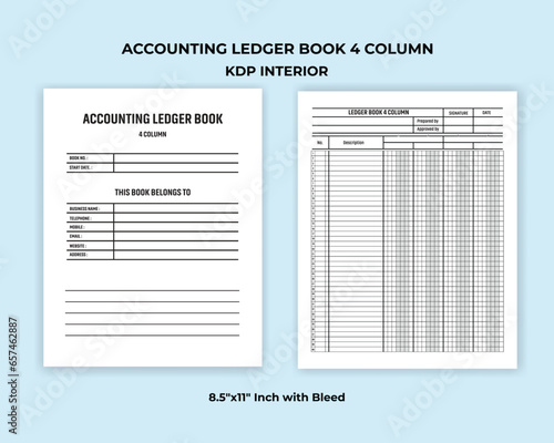 Accounting Ledger Book 4 Column KDP Interior