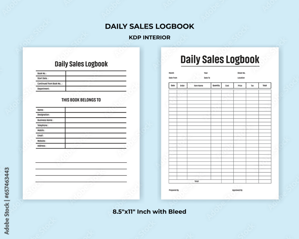Obraz premium Daily Sales Log Book KDP Interior