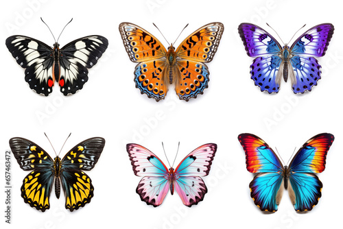 Set of colorful butterflies on a white background © tashechka