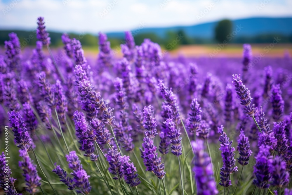 Obraz premium an outdoor field of lavender plants at peak bloom