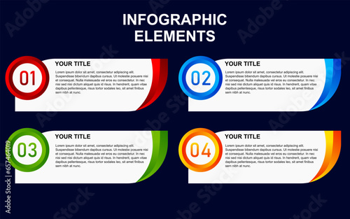 infographic element design with 4 colorful steps for presentation and business. infographic planning design for presentations.