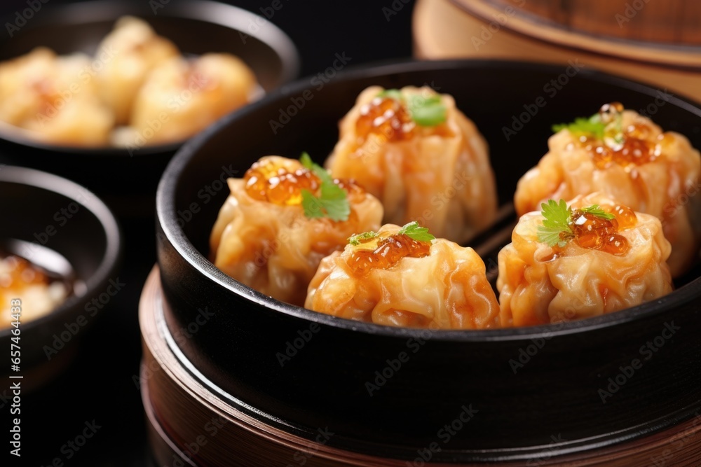 a bowl of japanese shumai dumplings steamed to perfection