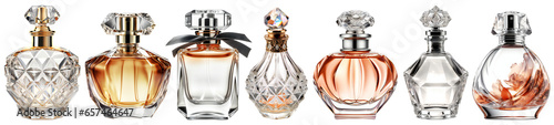 set of female perfume bottles isolated photo