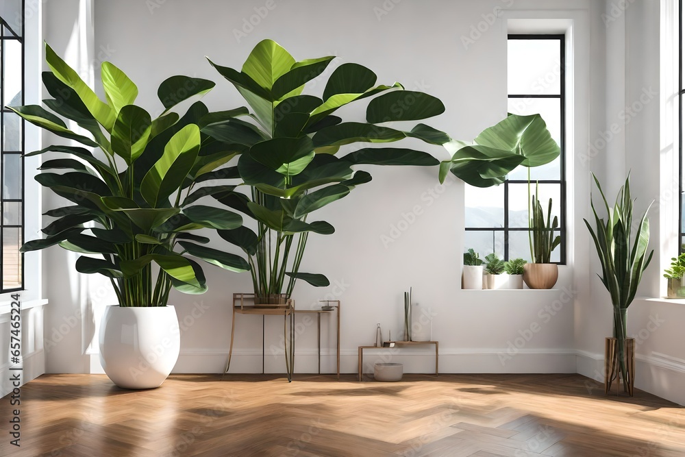 modern living room with plant