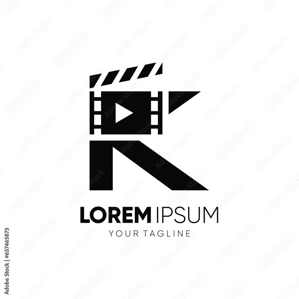 Letter K Clapperboard Logo Design Vector Icon Graphic Emblem Illustration