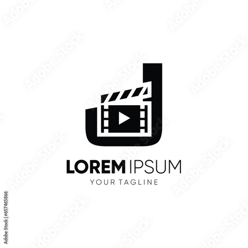 Letter J Clapperboard Logo Design Vector Icon Graphic Emblem Illustration