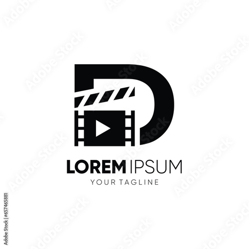 Letter D Clapperboard Logo Design Vector Icon Graphic Emblem Illustration
