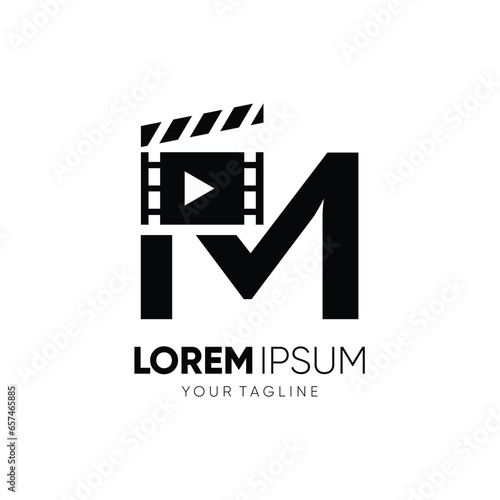 Letter M Clapperboard Logo Design Vector Icon Graphic Emblem Illustration