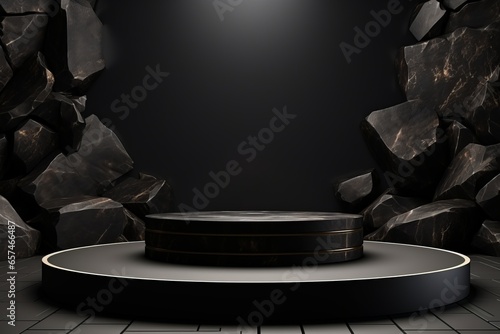 Fond géométrique noir en forme de pierre et de roche minimal
