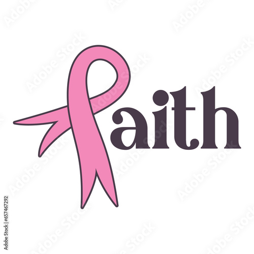 Faith, Breast Cancer Awarness Pink Ribbon typography vector design, Show your support for cancer survivors and those fighting the disease with this purple and pink ribbon design
