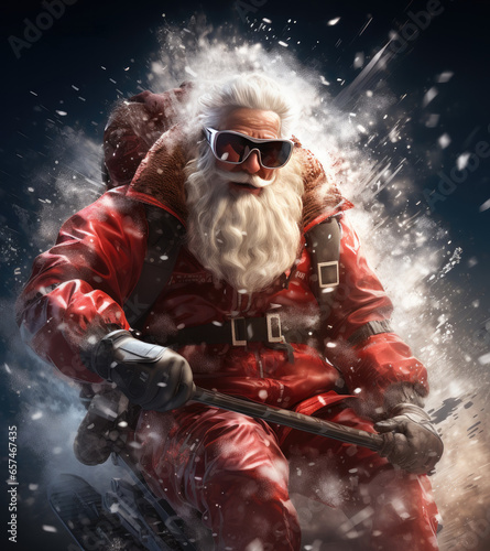 Santa clause is skiing with skiing glasses © hakule