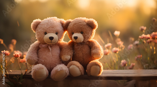 Two Teddy Bears Sitting Side by Side © Custom Media