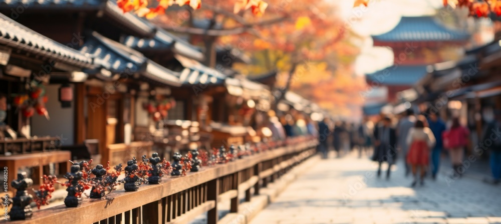 Japanese tourist traditional street. Generative AI technology.
