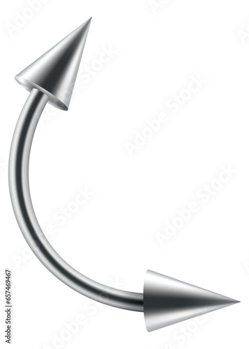 Piercing jewelery icon. Body metallic accessories. Beauty decoration, earring. Modern shape design. Vector illustration on white background