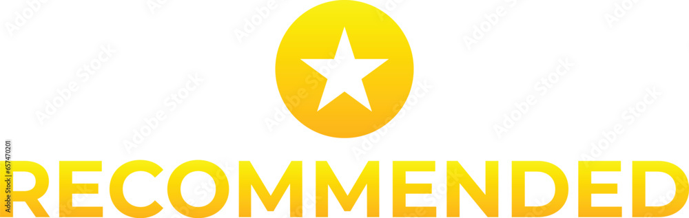 Recommended icon. Good, best or great choice. Vector line banner with text and star Recommended icon. Good, best or great choice. Vector line banner with text and star