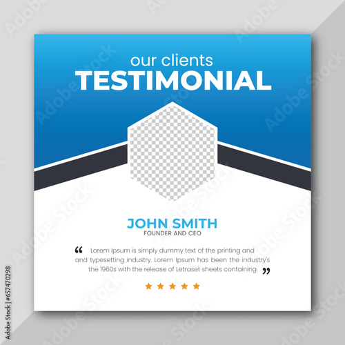 Client testimonials or customer feedback social media post web banner template	