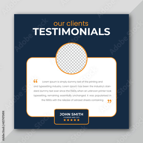 Client testimonials or customer feedback social media post web banner template	