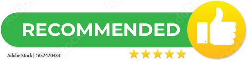 recommended sticker label on white background