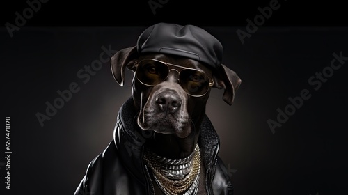 Dog posing as hip hop superstar
