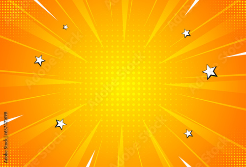 comic background yellow and orange. zoom effect. vector illustration