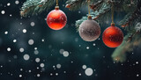 Spruce branch with colorful balls, christmas and new year concept