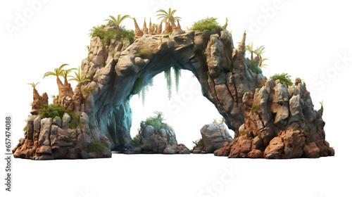 Heavy Reef Rock Landscape 3D Illustration. Isolated on white background