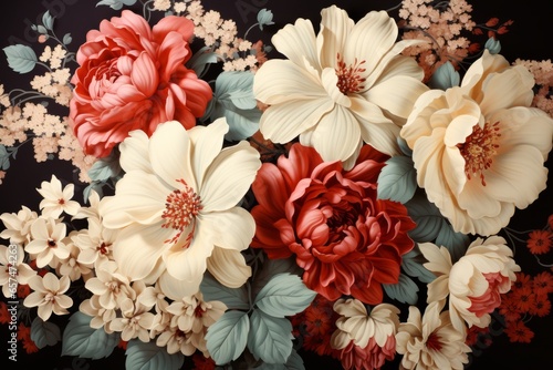 Vintage wallpaper featuring elegant floral patterns and ornate detailing  Generative AI 