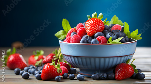 Strawberries and Blueberries in a Bowl