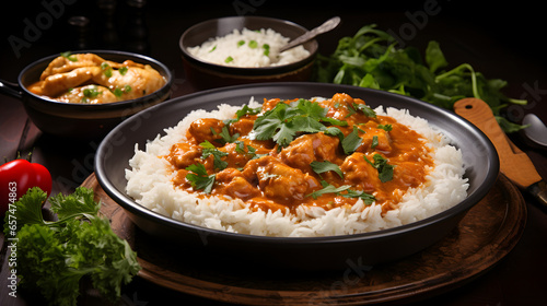 Chicken Curry with Steamed Rice Garnish