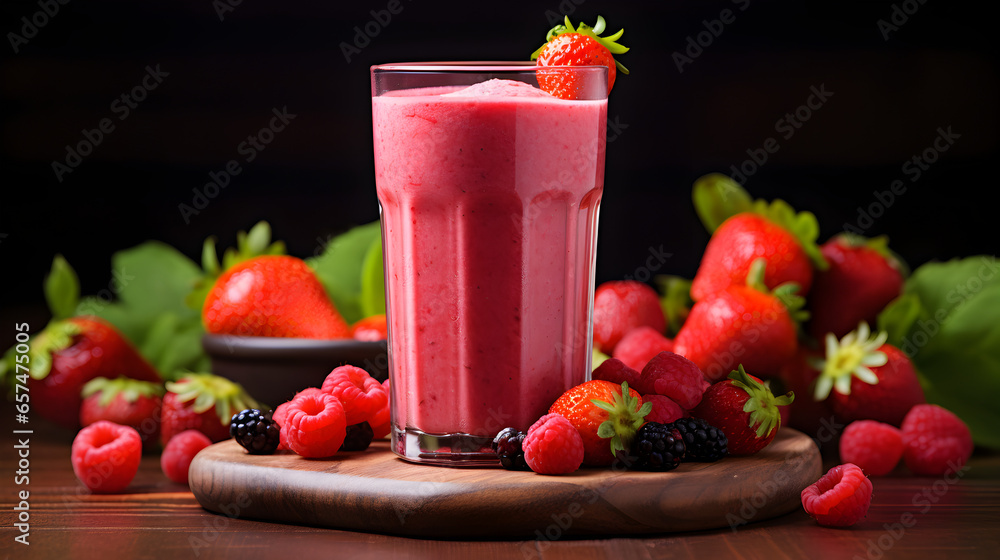 Strawberry Smoothie in a Glass Strawberry Smoothie in a Glass