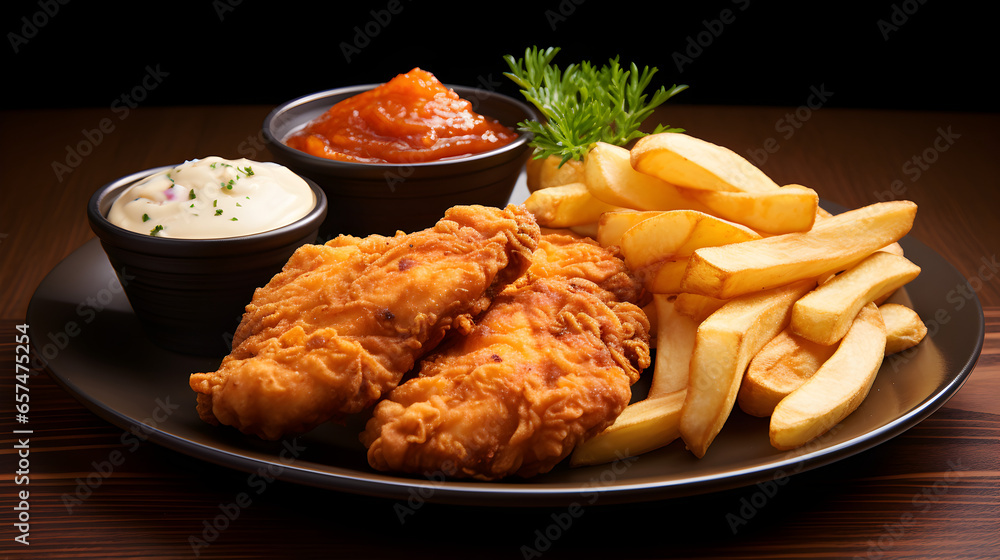 Fried Chicken with Crispy Potato Fried Chicken with Crispy Potato