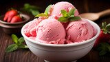 Strawberry Ice Cream in a Bowl