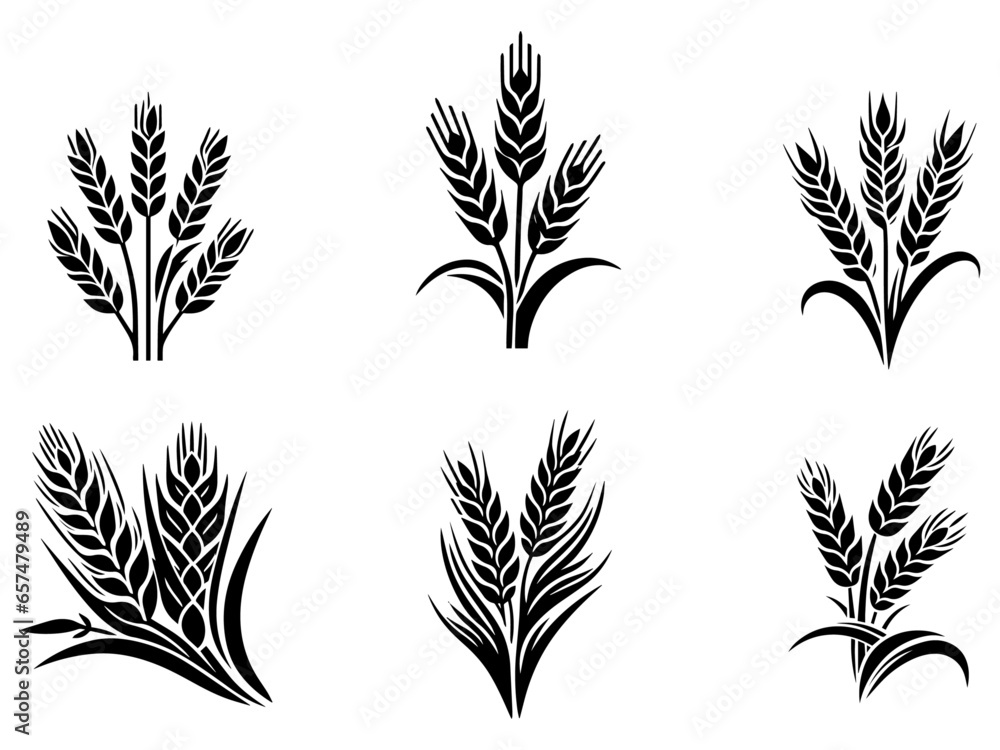 Wheat ears icon vector silhouette illustration Wheat ears icon vector silhouette illustration