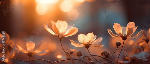 Floral Silhouette - Sunlit Petals Delicate Movement, Generative AI © Ozis