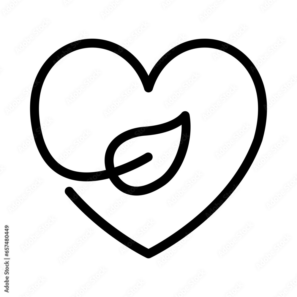 Environmental love icon. Lines that form hearts and leaves Environmental love icon. Lines that form hearts and leaves