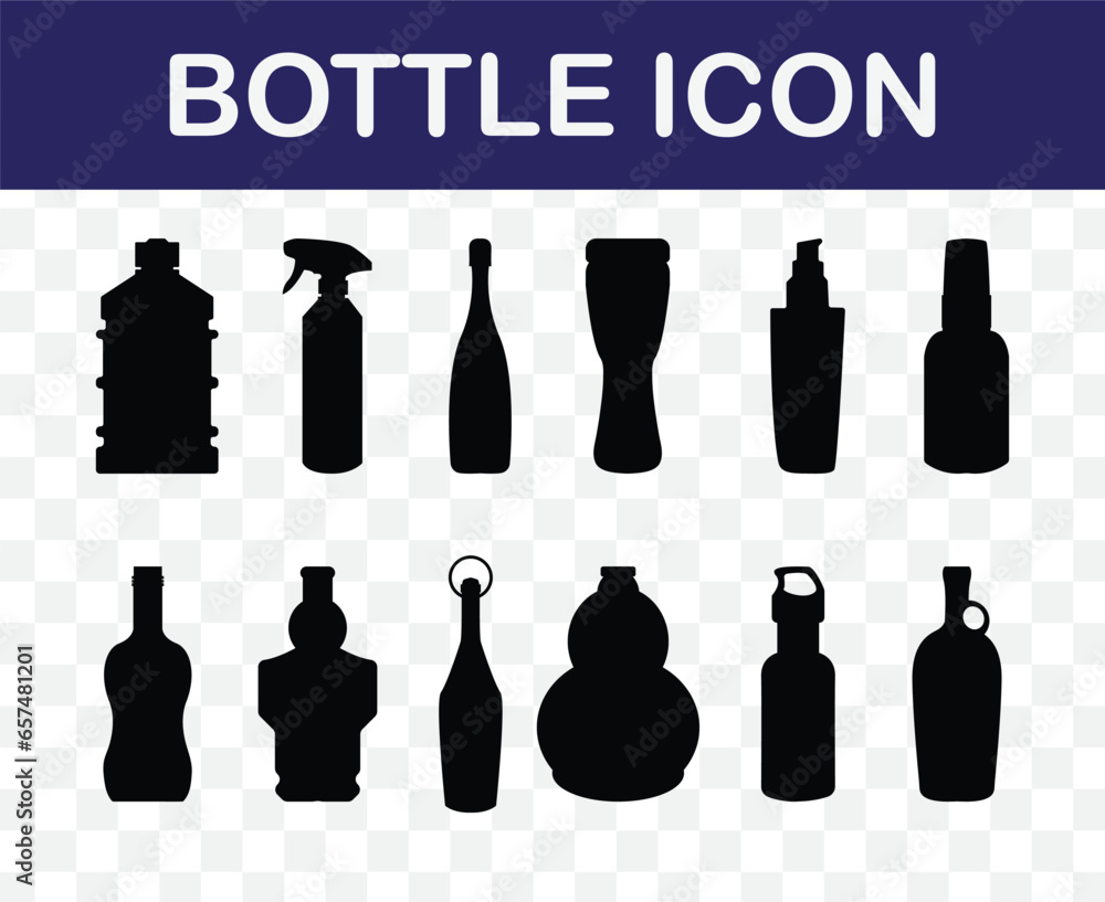 Set of bottle Icons. Simple style different shape of bottle icons pack. Vector illustration Set of bottle Icons. Simple style different shape of bottle icons pack. Vector illustration