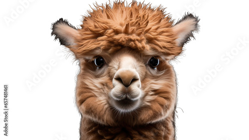 alpaca face shot  isolated on transparent background cutout 