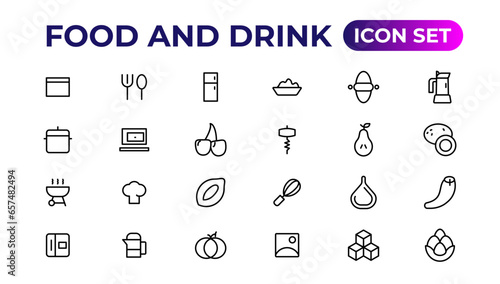 food and drink icons. filled icons such as drink water,apple leaf,pack,kitchen pack,barbecue grill,raspberry leaf,boiler,wine bottle and glass.