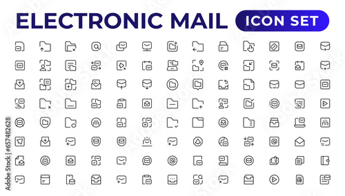 Mail icon set. email icon vector. E-mail icon.Outline icon collection.