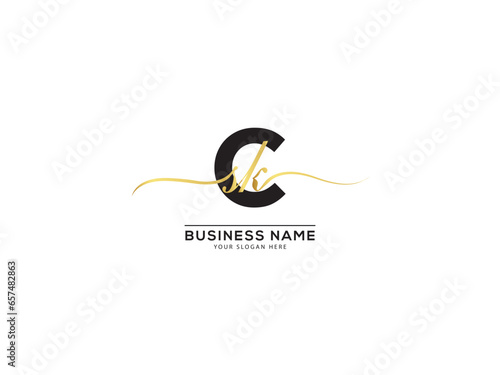 Initial Luxury Csk Logo, Minimal sck csk Fashion Shop Logo photo