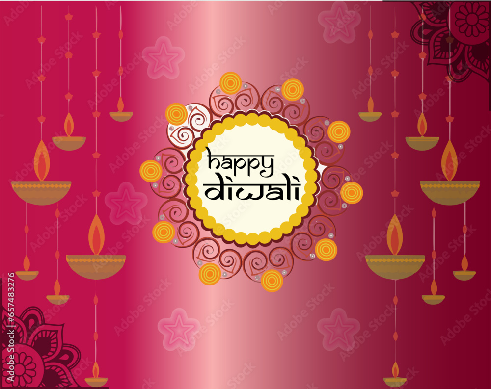Naklejka premium Hindu Festival Diwali Template Vector image
