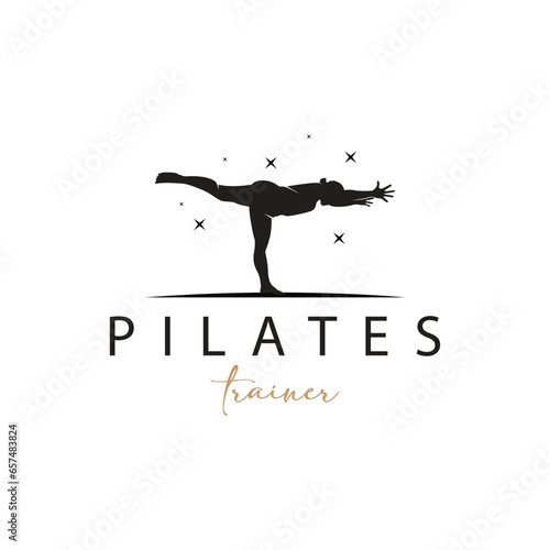 Pilates Pose Logo, Yoga Logo Design Vector Template Illustration